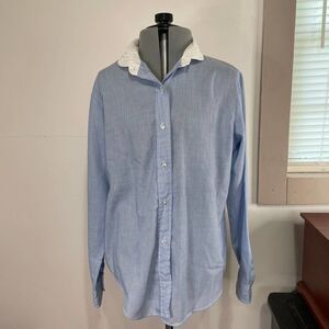 Vintage 80s Blueberry Hill Blue Button Up shirt With White Collar Size M?